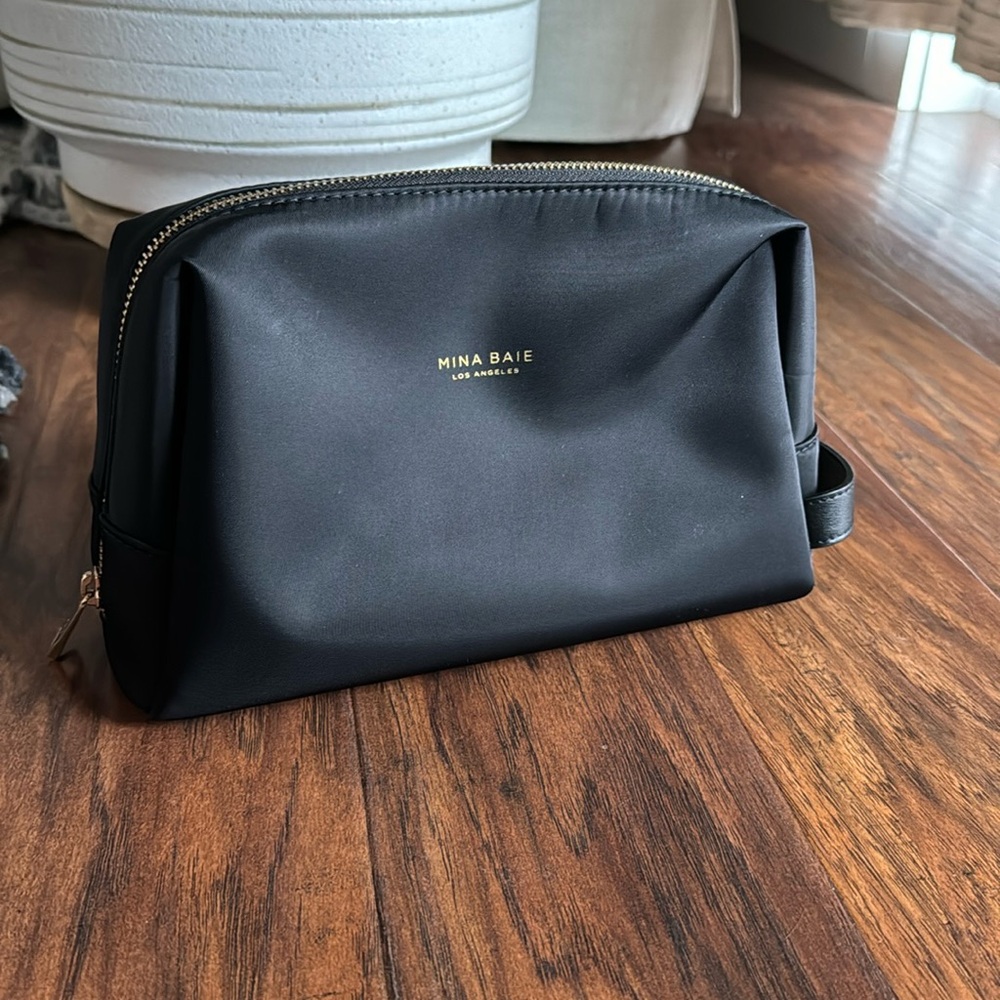 Mina Baie Cosmetics Bag Nylon Black and Gold